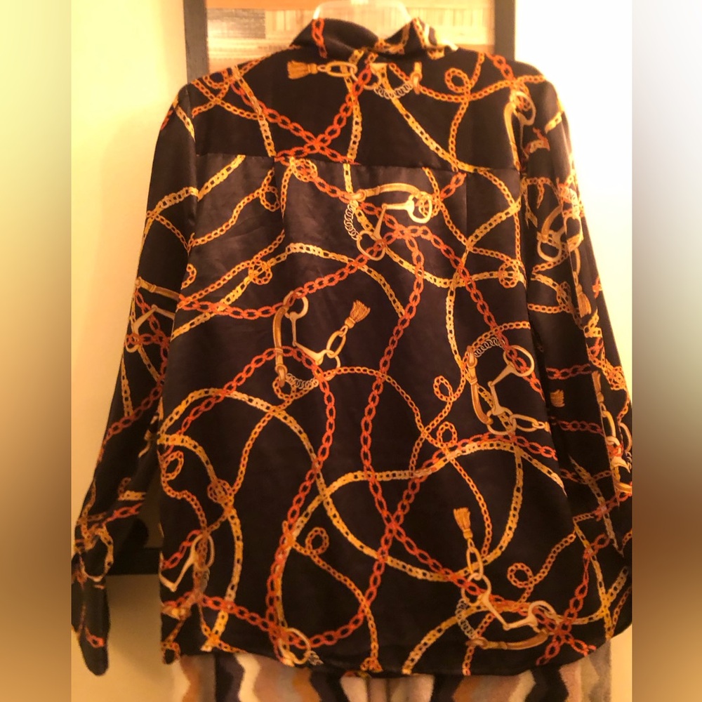 NWT Chain Print Women's Blouse XL - Picture 2 of 6